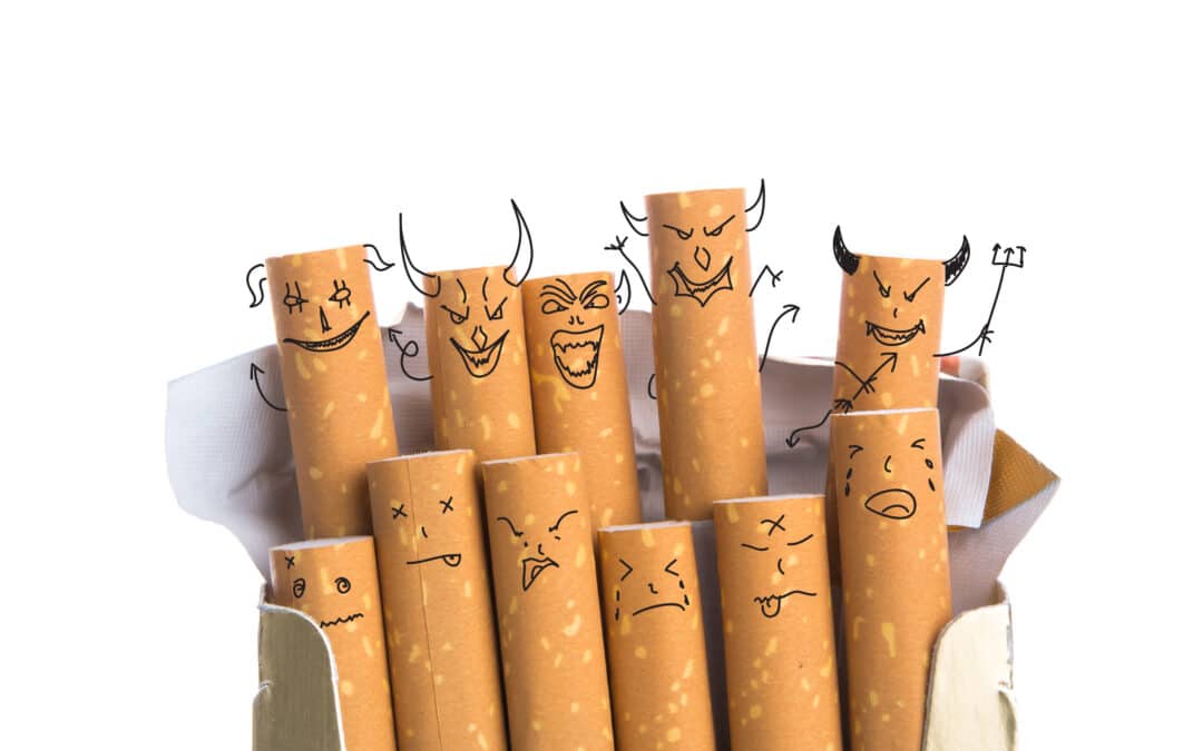 Box of cigarettes with Devil Face isolated on a white background